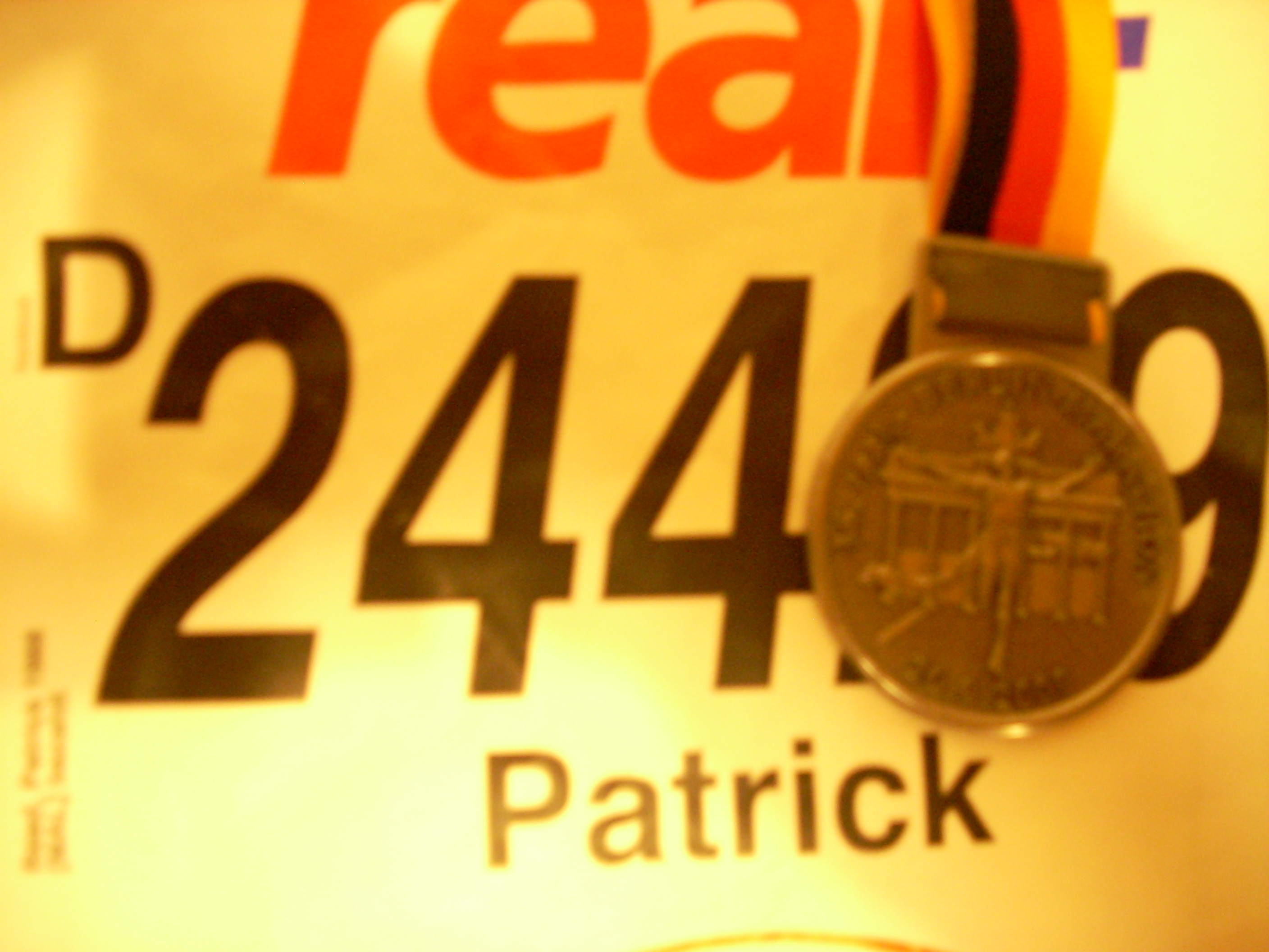 My race number and finisherâ€™s medal