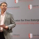 Vince Tyra speaks at the College of Business Center for Free Enterprise, Sept. 12, 2018.