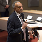 Entrepreneur Clifton Taulbert presenting in the PNC Horn Auditorium