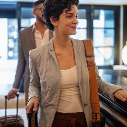 couple checking into a hotel