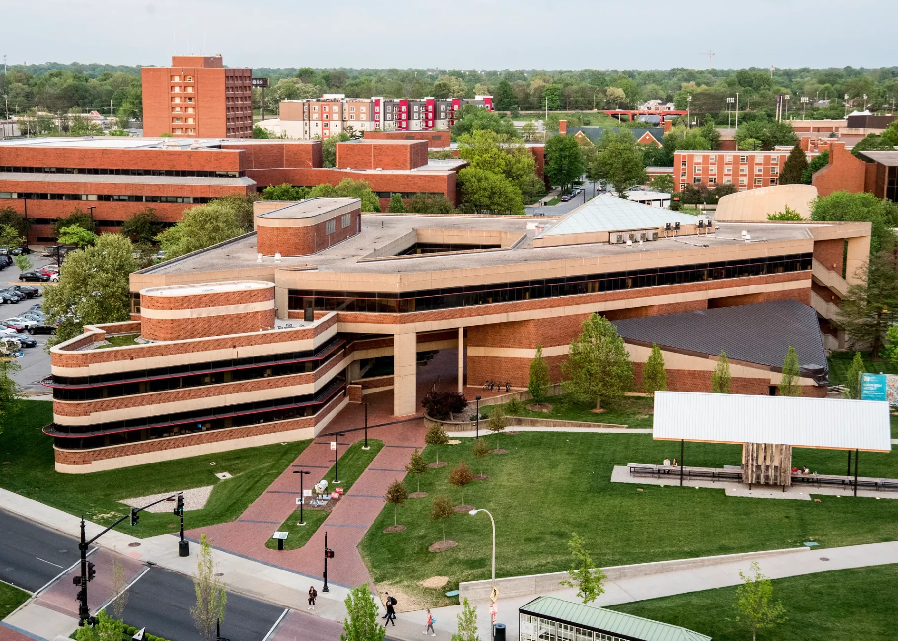 Aerial view of the College of Business