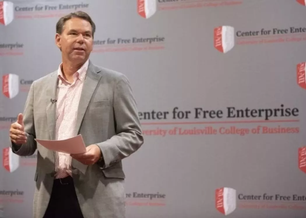 Vince Tyra speaking at Center for Free Enterprise event