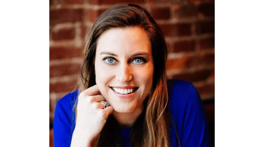 A woman resting her head against her knuckle.
