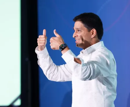 A man giving two thumbs up.